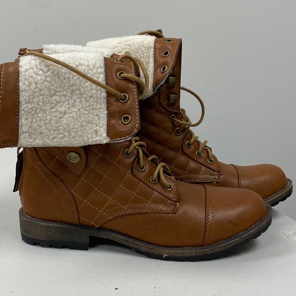 😤😤 Shiekh Women's Fold Down Fur Combat Boots - Picture 4 of 6